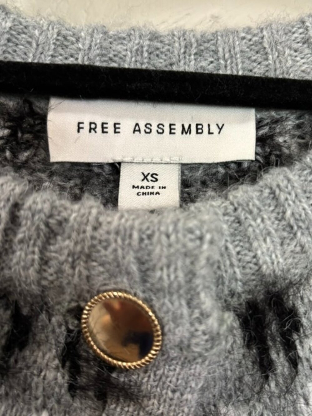 Free Assembly Gray Fair Isle Nordic Button Front Cardigan Sweater Size XS - Picture 3 of 6